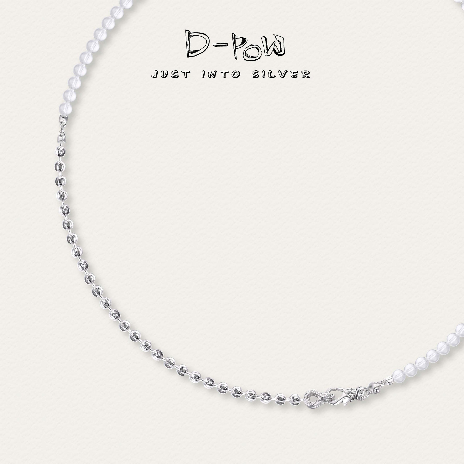 D-Pow Silver & Pearl Mixed Bead Necklace