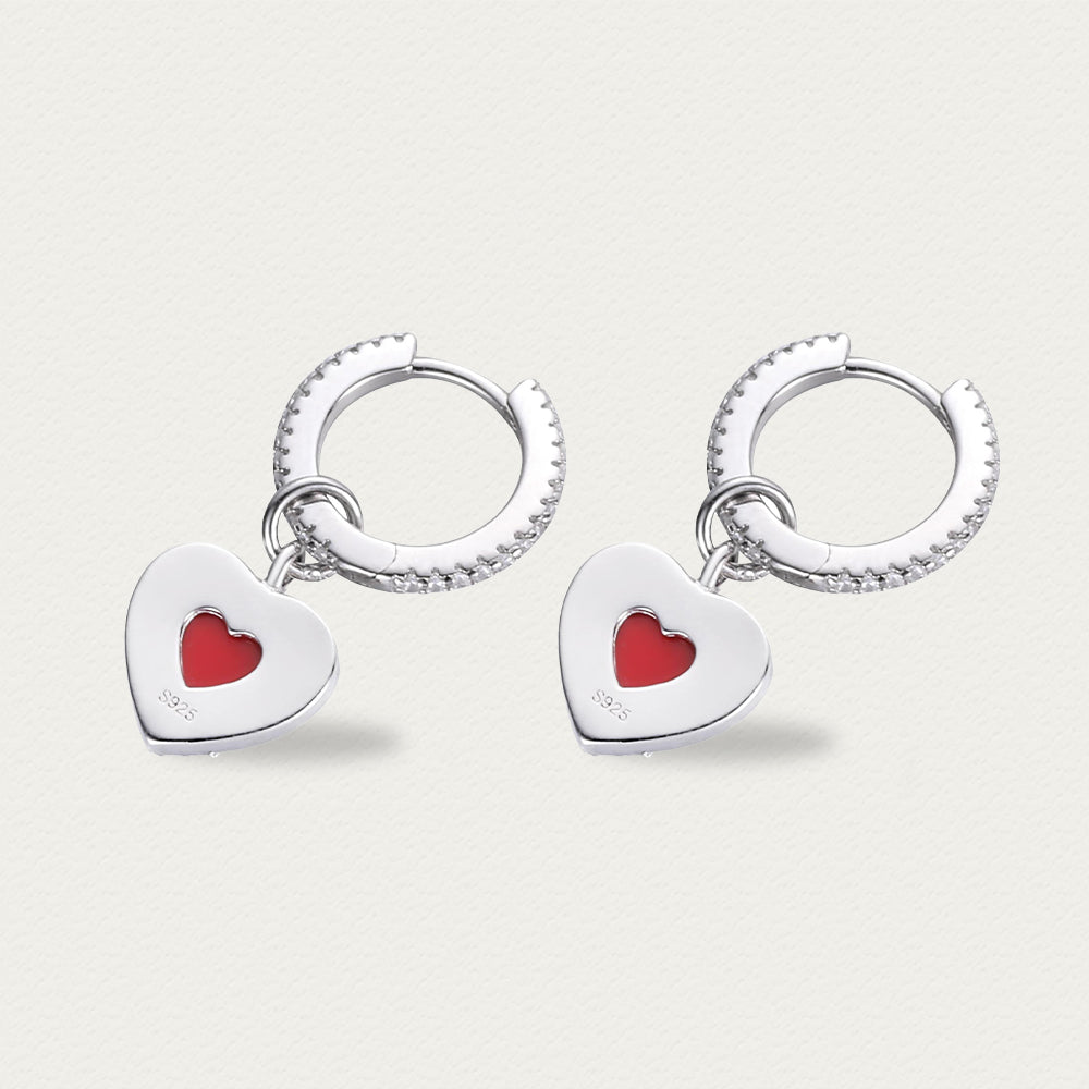 Cupid's Heart | D-pow Sterling Silver Red Heart Agate Drop Earrings