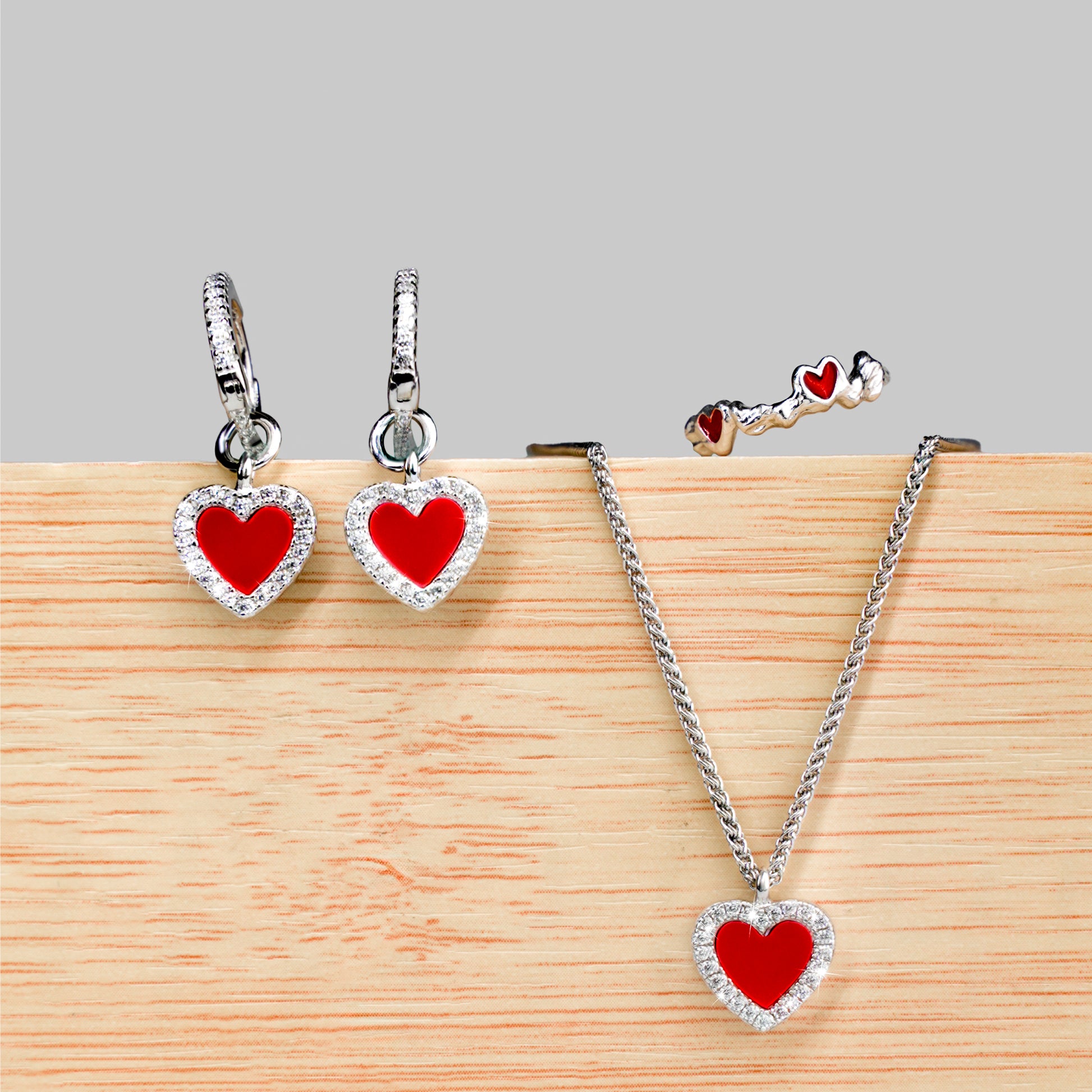 Cupid's Heart Jewelry Set – Necklace & Ring with Free Earrings