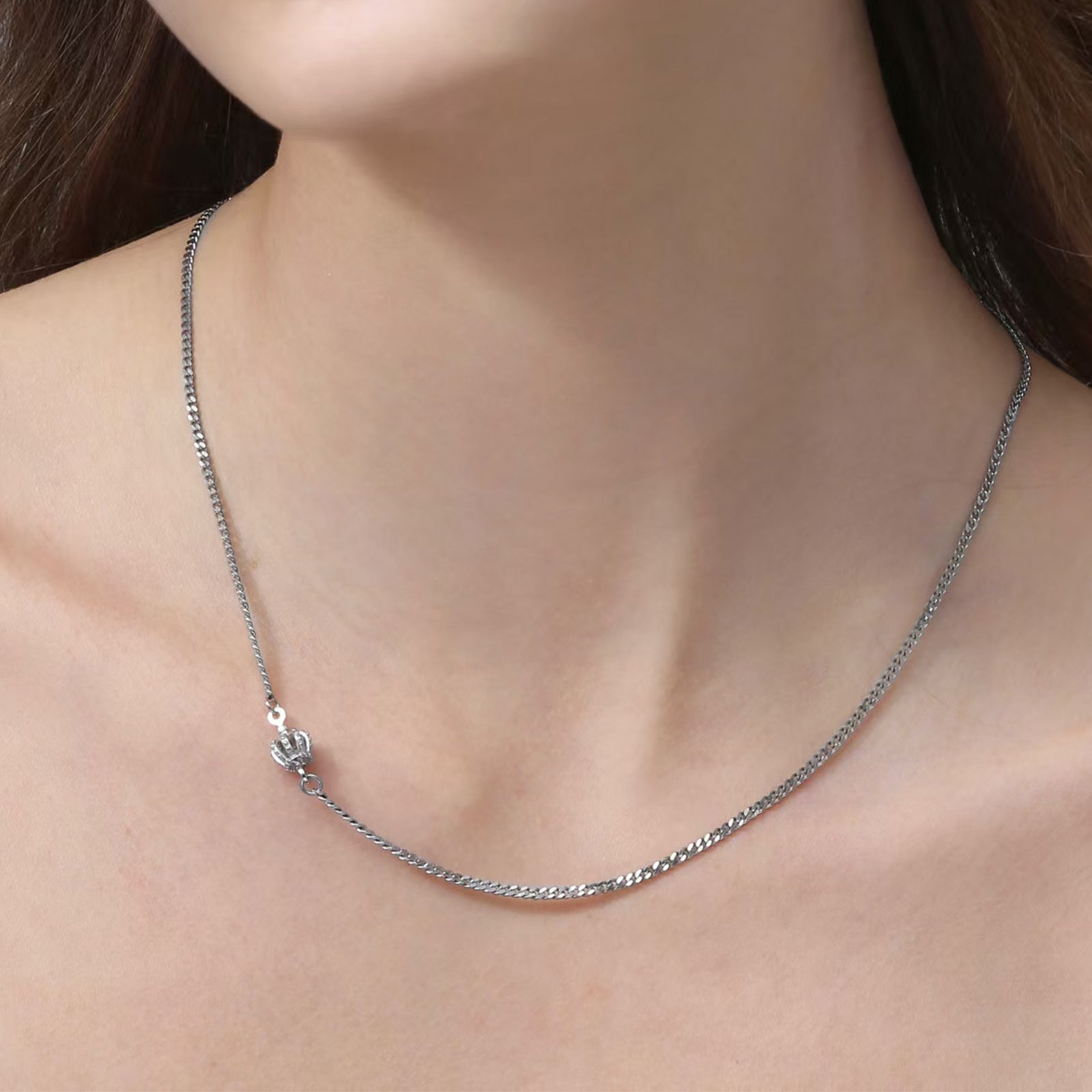 D-POW 925 Sterling Silver Chain Necklace with Spring Clasp