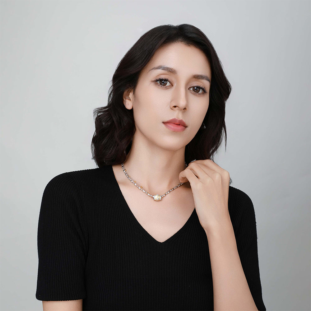 Essential | D-POW Ice Crystal Small Gold Diamond Haute Couture Necklace