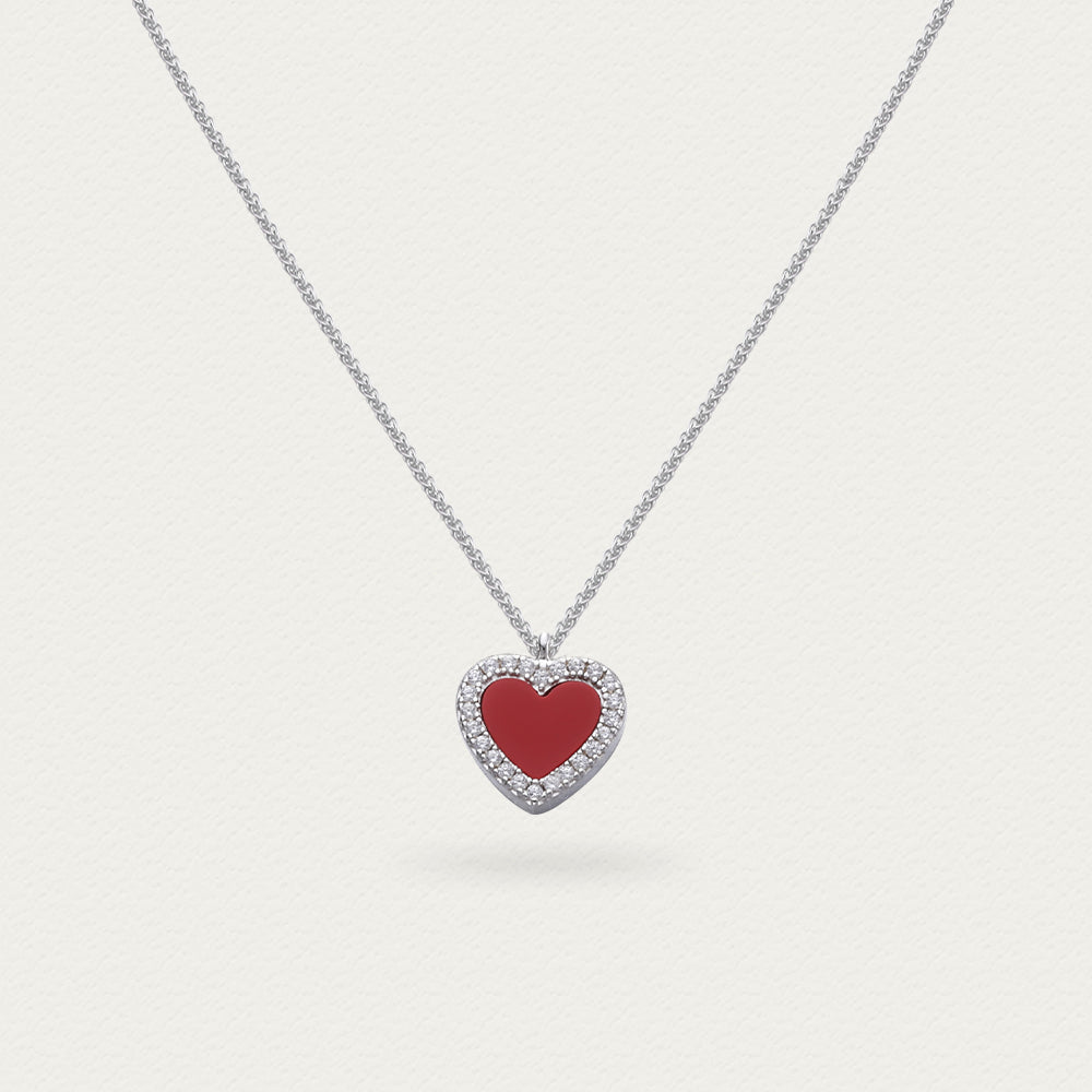 Cupid's Heart| D-pow Agate Heart Necklace – Simple Elegance in 925 Sterling Silver