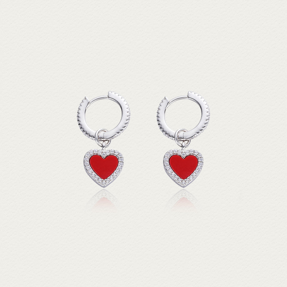 Cupid's Heart | D-pow Sterling Silver Red Heart Agate Drop Earrings