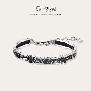 D-POW Sterling Silver Cat Charm Bracelet - D-POW