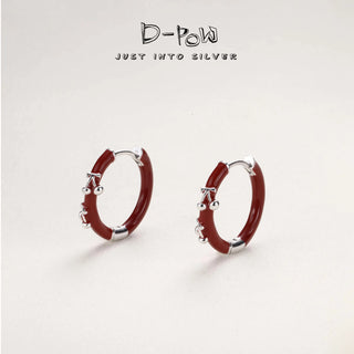 D-Pow Cherry Red 925 Silver Earrings | Vintage Elegant Jewelry - D-POW