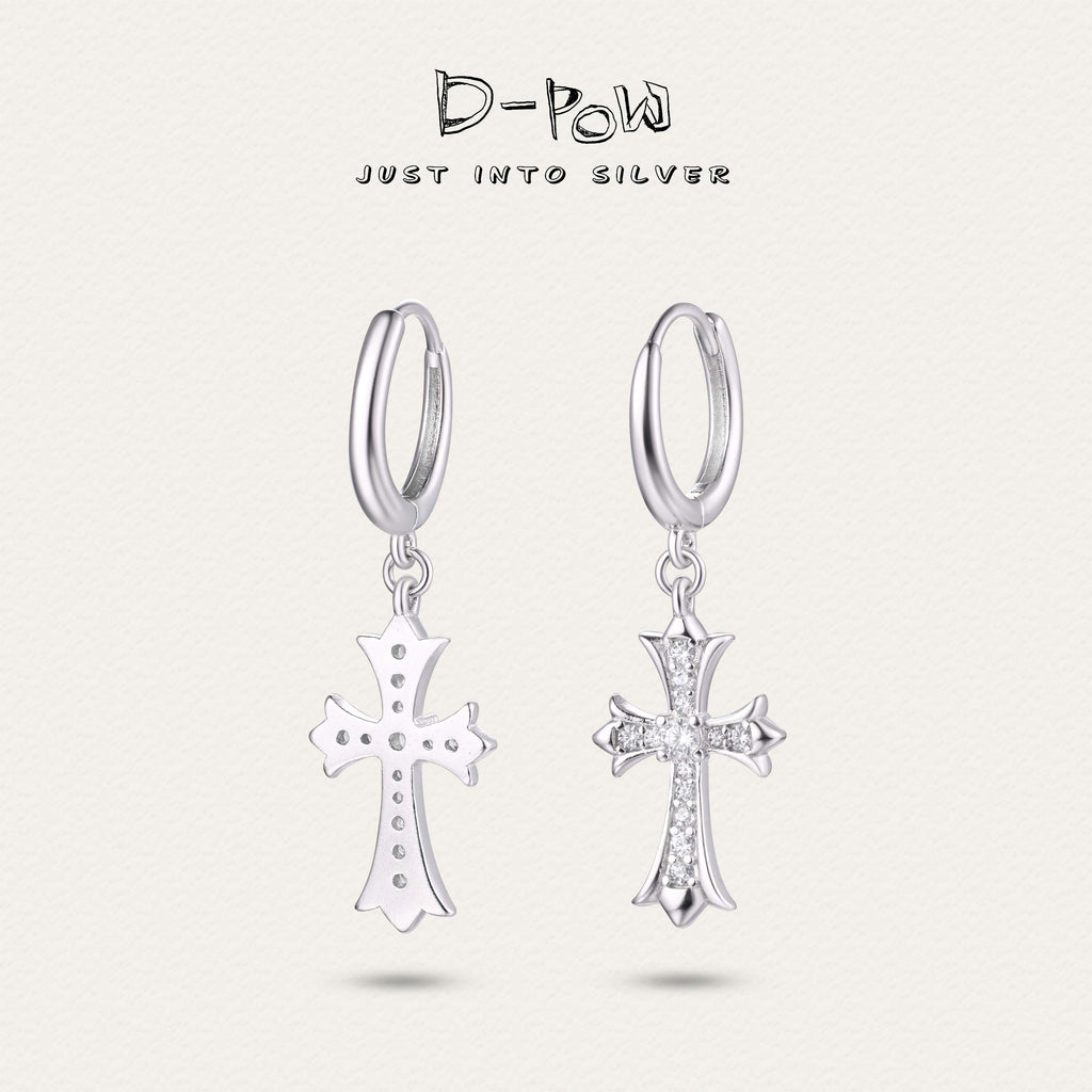 [Sacred Cross] D-POW Reversible Silver Earrings