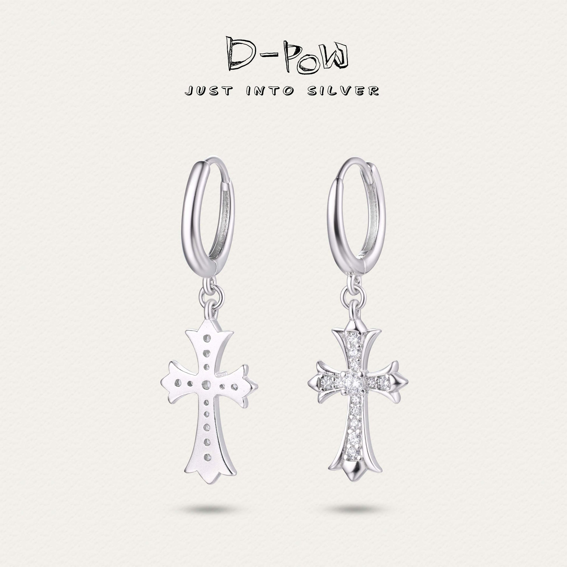[Sacred Cross] D-POW Reversible Silver Earrings
