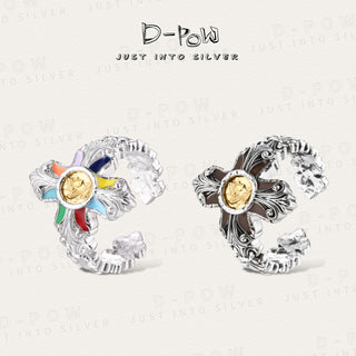 D-Pow 925 Ancient Coin Cross Texture Ring - D-POW