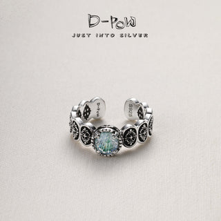 D-Pow 925 Sterling Silver Synthetic Zircon Ring | Iris Empire Scroll Design - D-POW