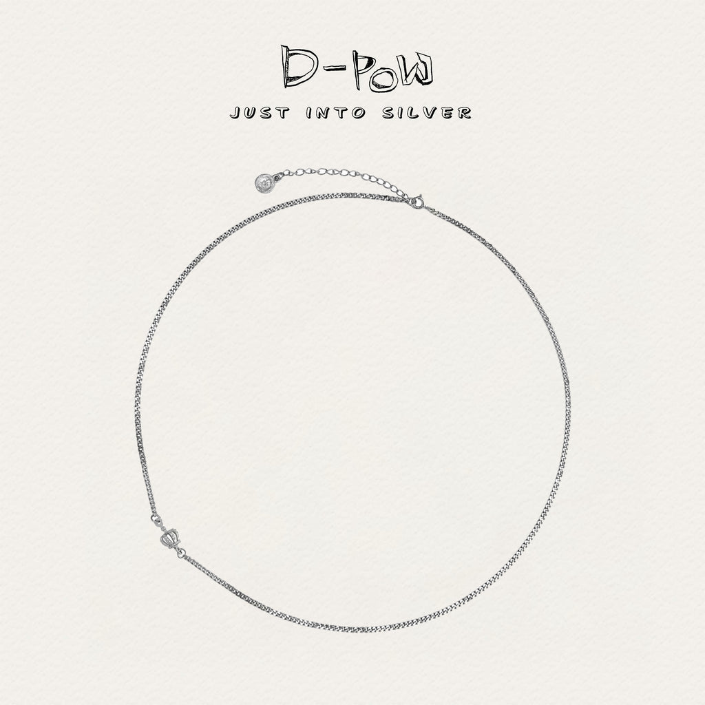 D-POW 925 Sterling Silver Chain Necklace with Spring Clasp