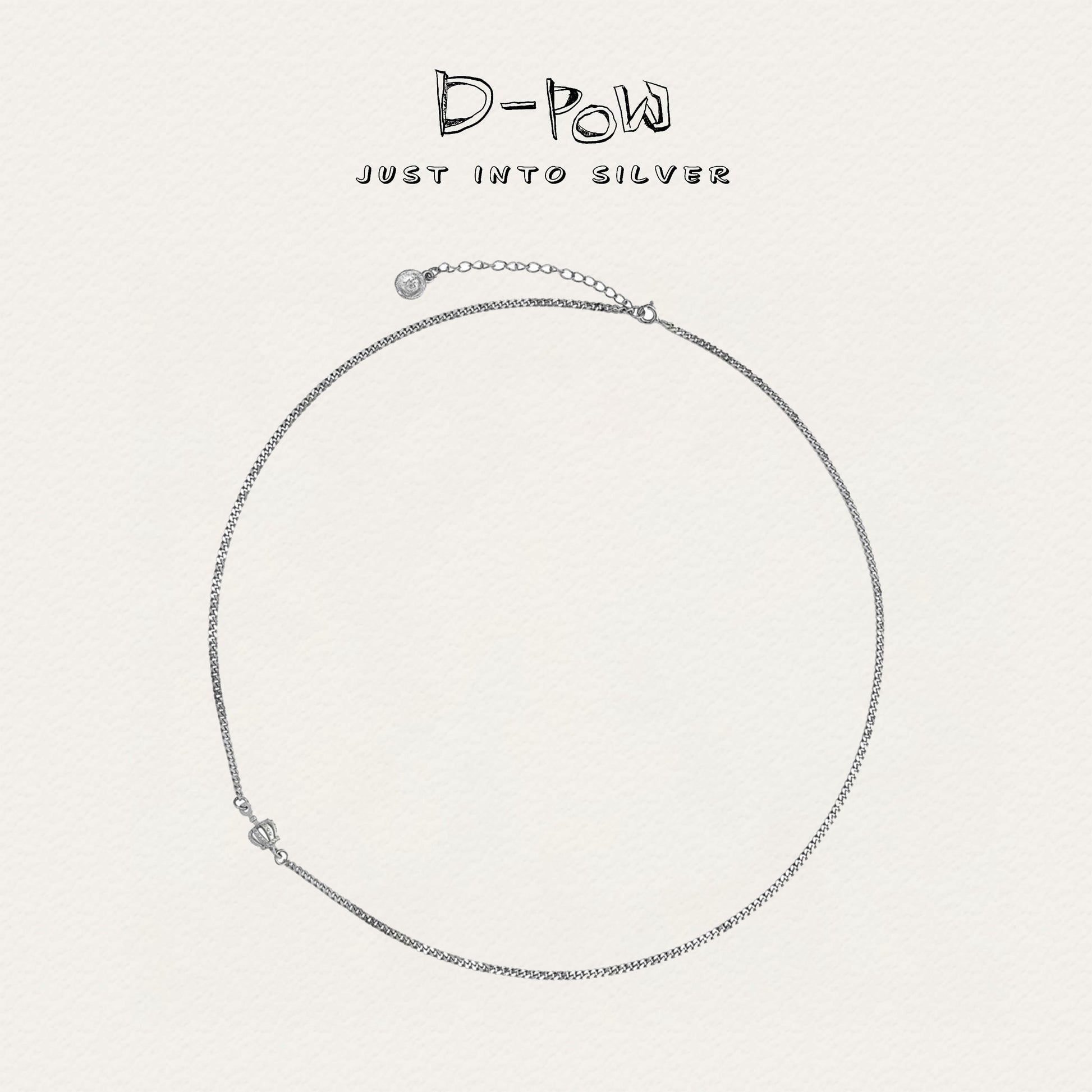 D-POW 925 Sterling Silver Chain Necklace with Spring Clasp