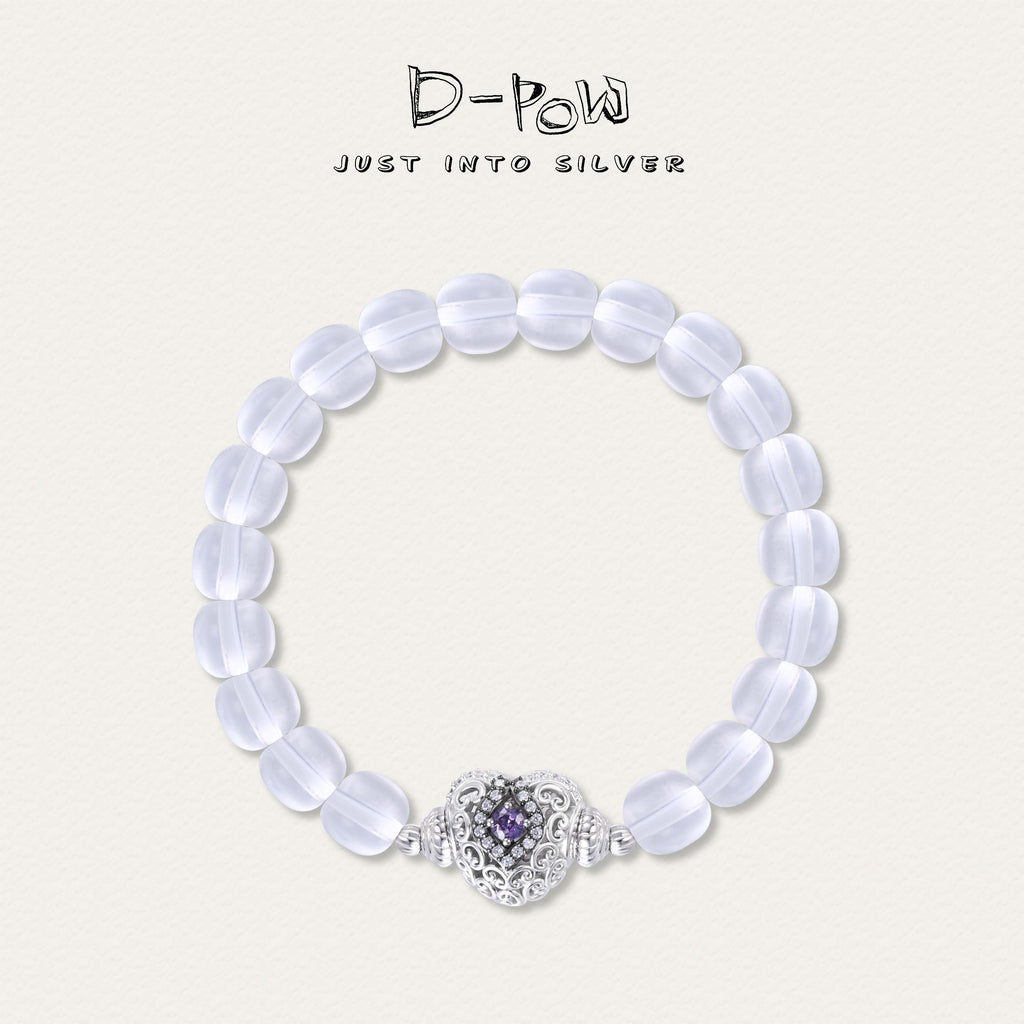 [Dracula's Devotion] D-POW White Crystal Love Energy Bracelet - 925 Silver