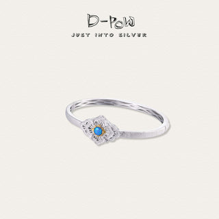 D-Pow 925 Silver & Blue Zircon Floral Hollow Bracelet - D-POW
