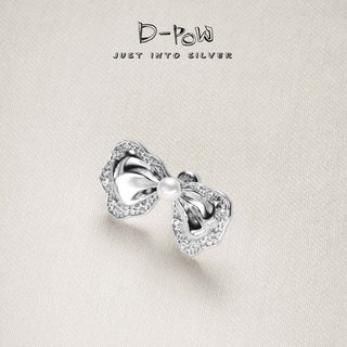 [Miu-Inspired Ballet] D-POW 925 Sterling Silver Cubic Zirconia Stud Earrings - D-POW