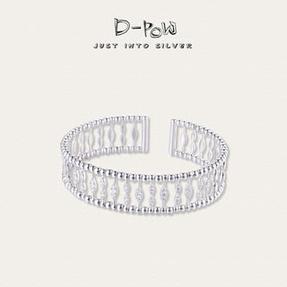 D-Pow Silver Openwork Bead Cuff Bracelet - D-POW