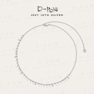 D-POW Sterling Silver Mini Bulb Pendant Necklace with Sparkling Accents – 51cm