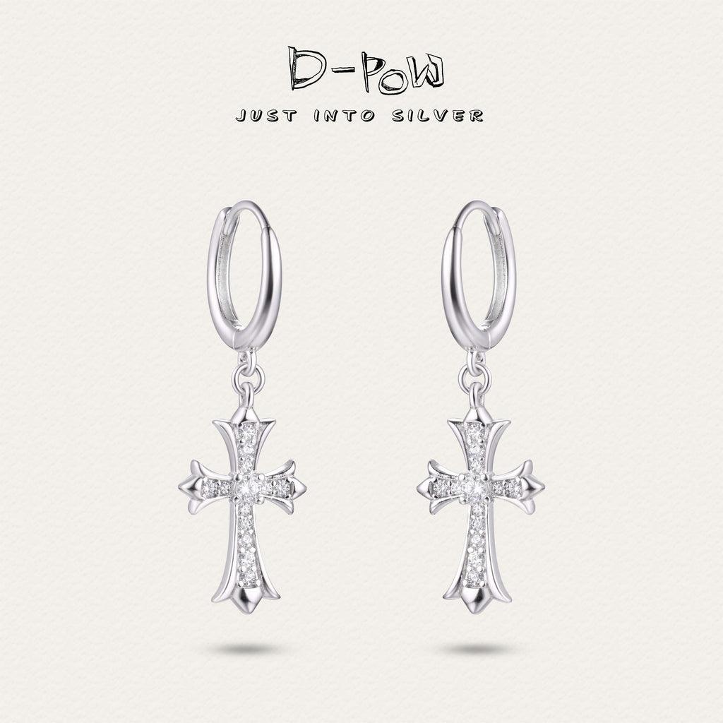 [Sacred Cross] D-POW Reversible Silver Earrings