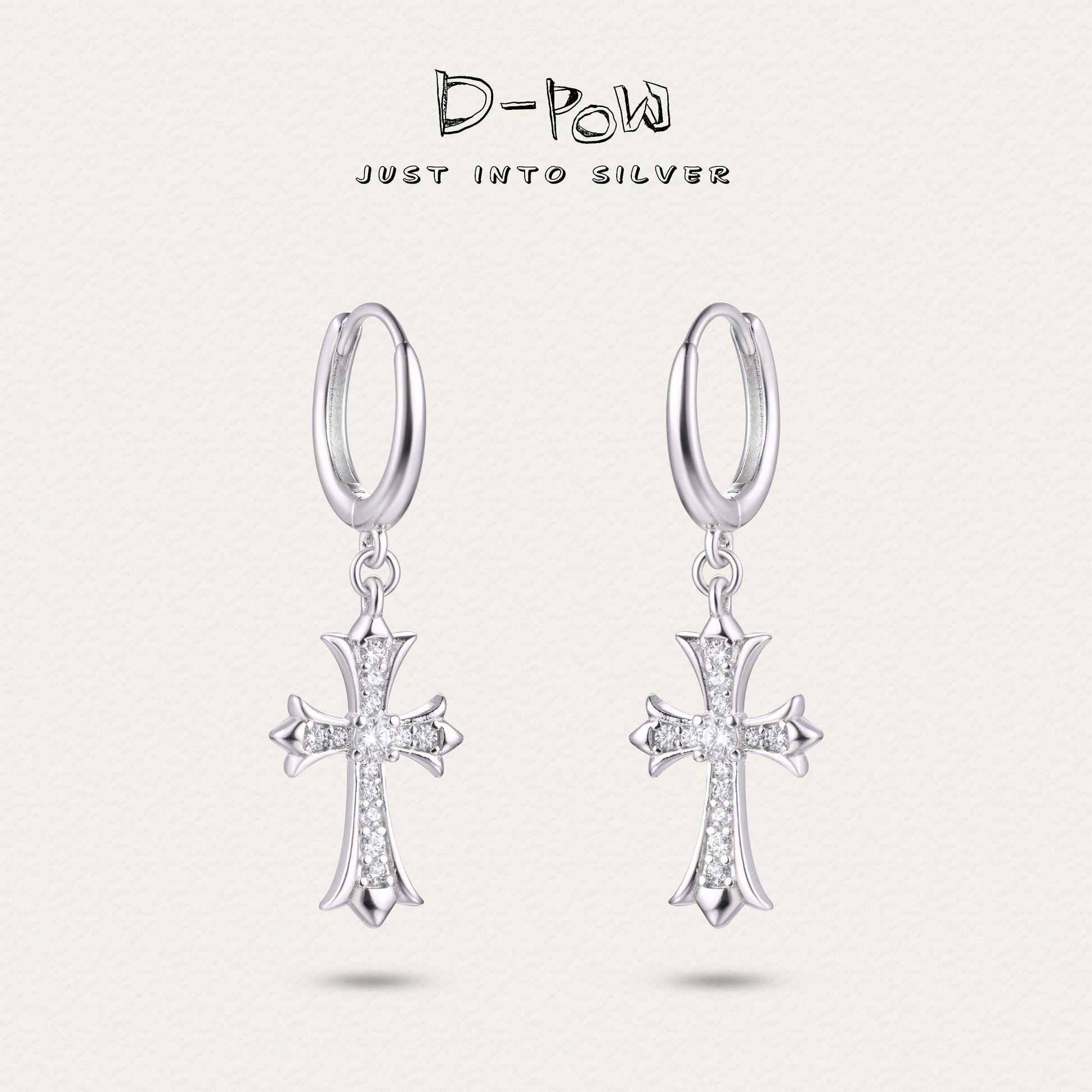 [Sacred Cross] D-POW Reversible Silver Earrings