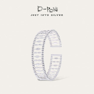 D-Pow Silver Openwork Bead Cuff Bracelet - D-POW