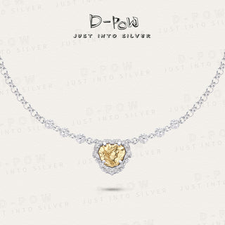 D-POW Sterling Silver Heart Necklace with Gold Accent & Cubic Zirconia Detailing - D-POW