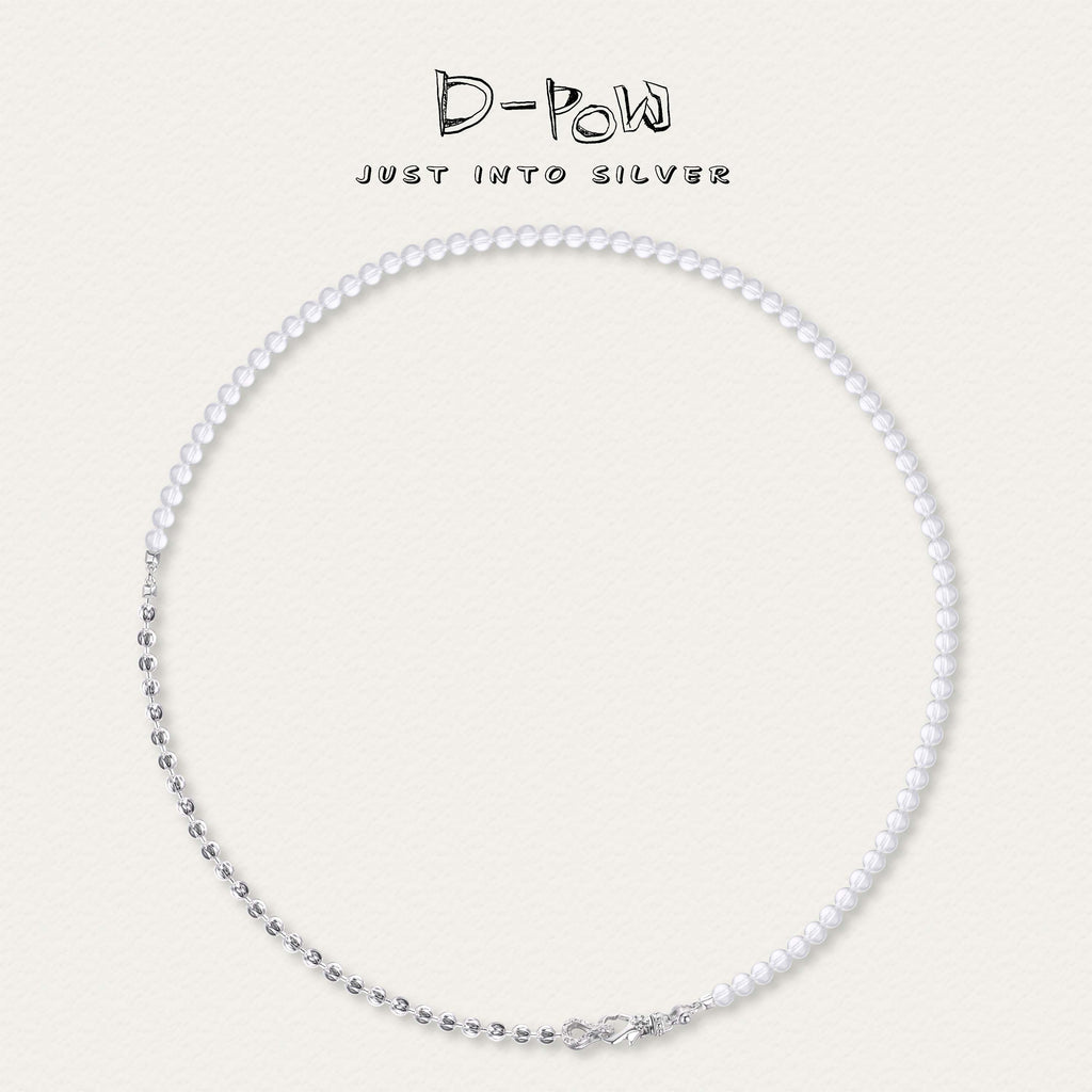 D-Pow Silver & Pearl Mixed Bead Necklace