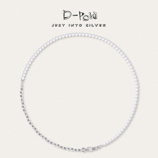 D-Pow Silver & Pearl Mixed Bead Necklace - D-POW