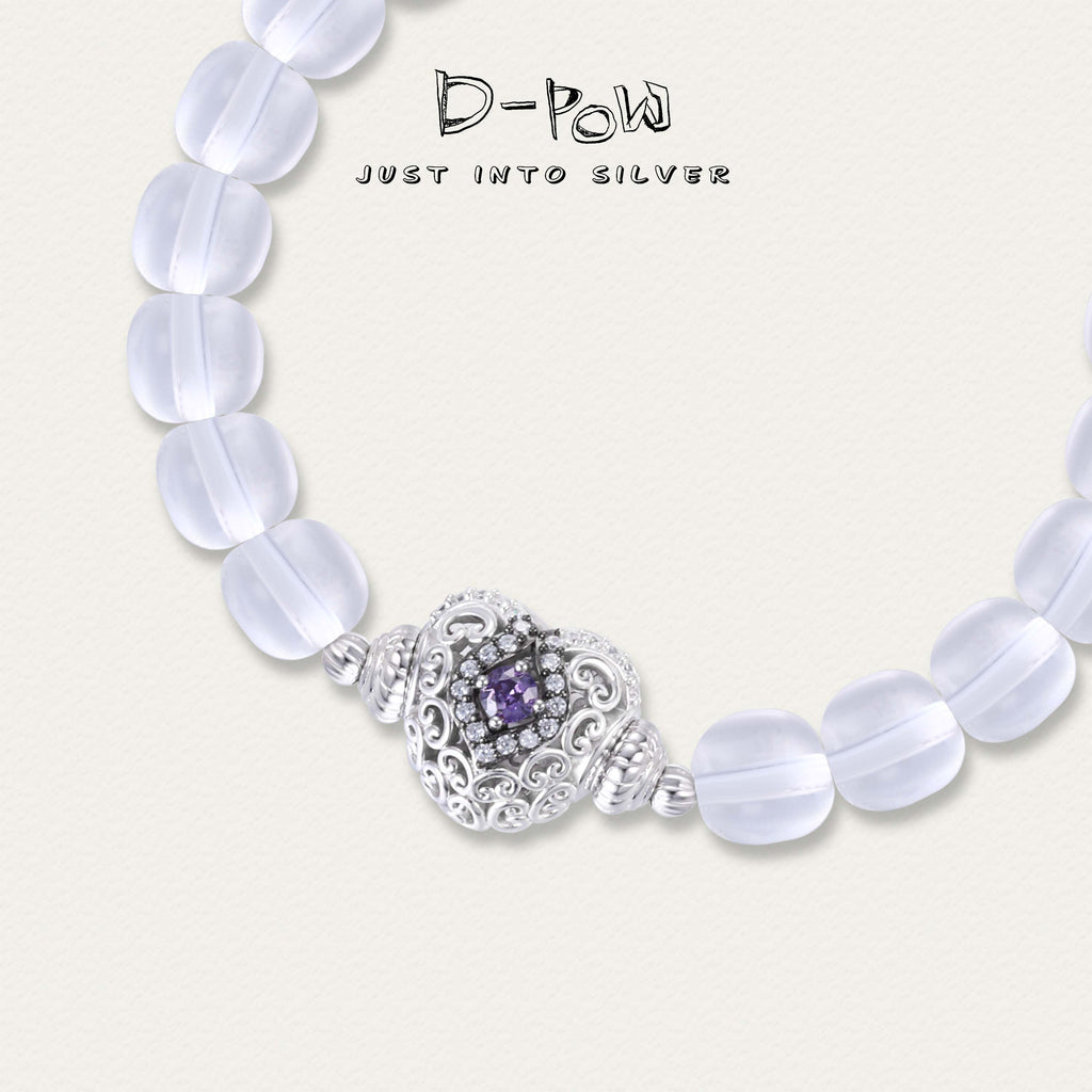 [Dracula's Devotion] D-POW White Crystal Love Energy Bracelet - 925 Silver