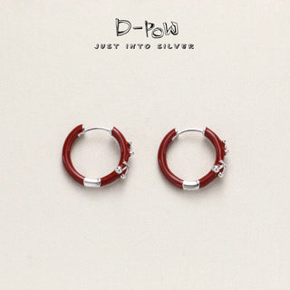 D-Pow Cherry Red 925 Silver Earrings | Vintage Elegant Jewelry - D-POW