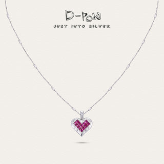 [Cosmic Amour] D-POW Crushed Ice Heart Pendant Necklace in 925 Silver, 55CM (21.65") - D-POW
