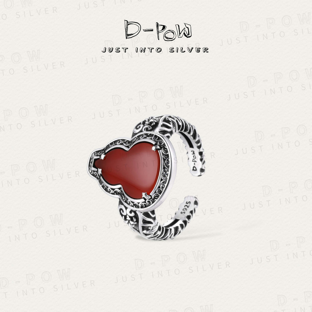 D-POW Sterling Silver Cinnabar Gourd Ring