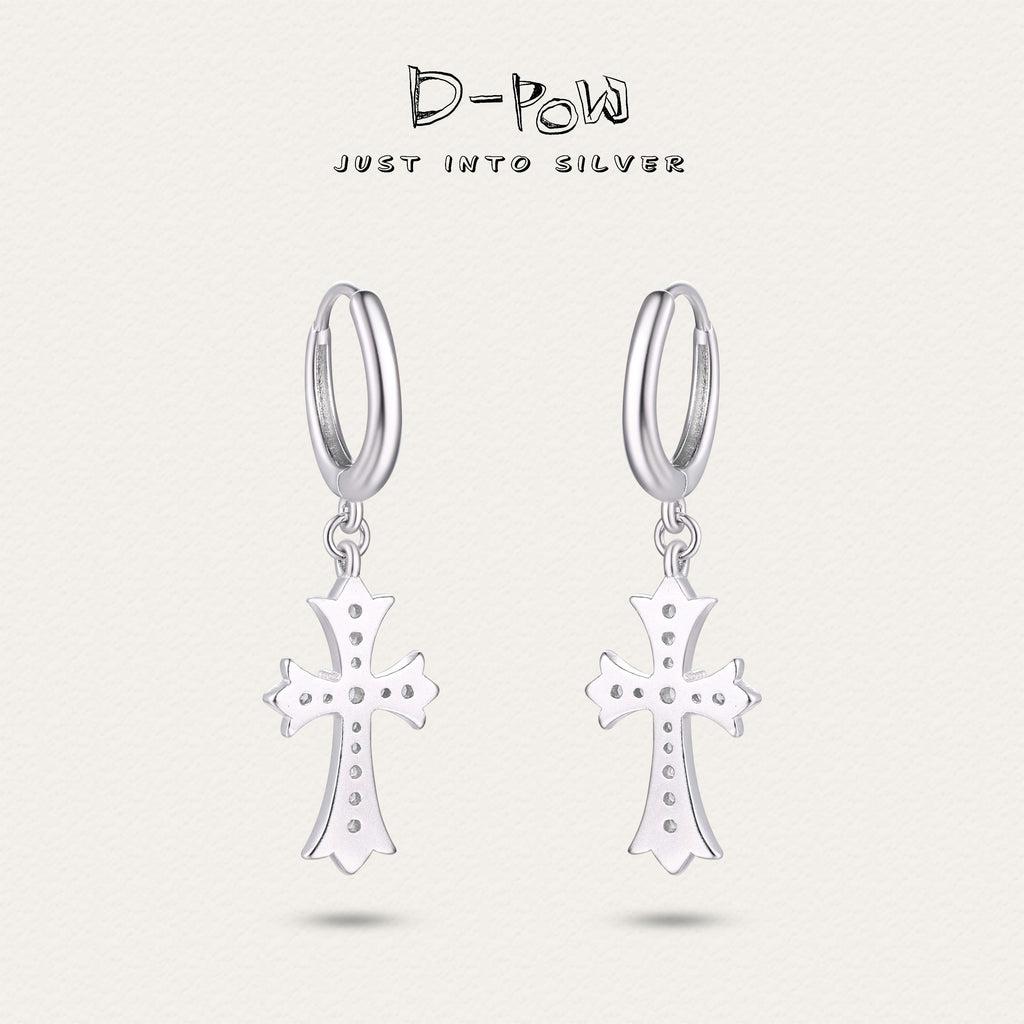 [Sacred Cross] D-POW Reversible Silver Earrings