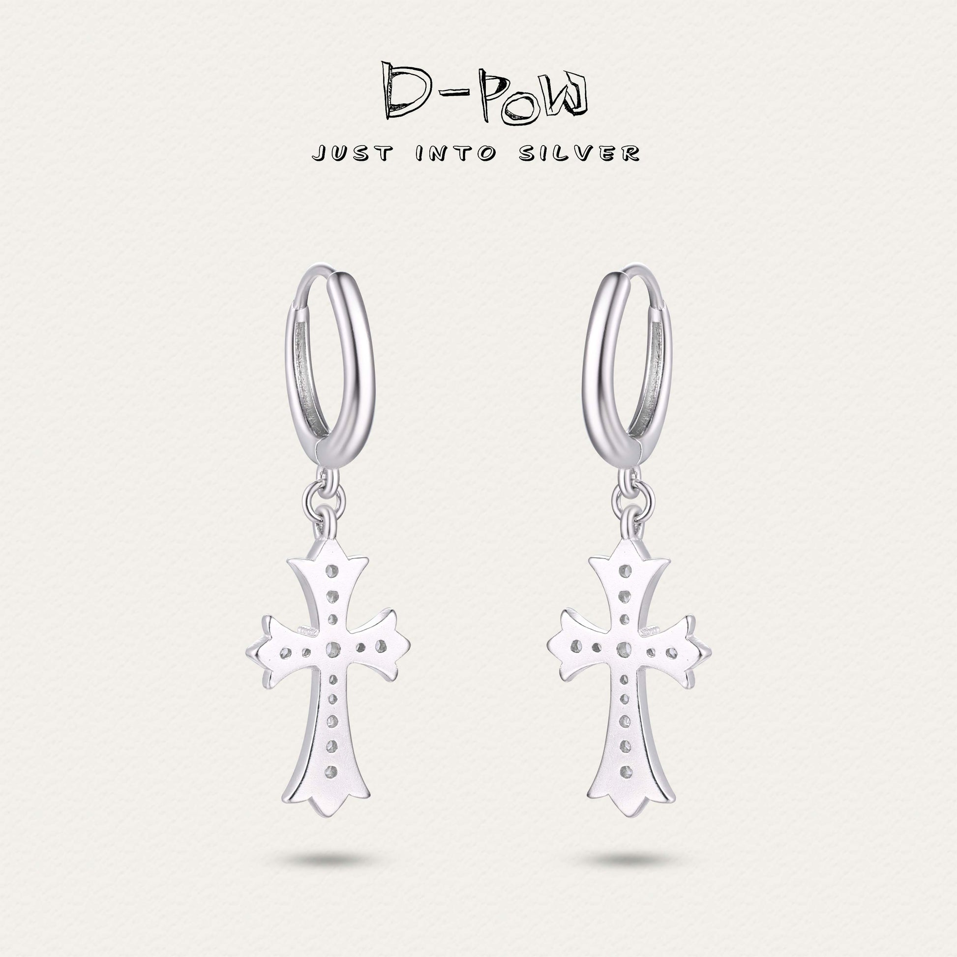 [Sacred Cross] D-POW Reversible Silver Earrings