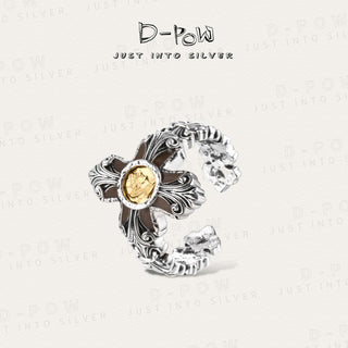D-Pow 925 Ancient Coin Cross Texture Ring - D-POW