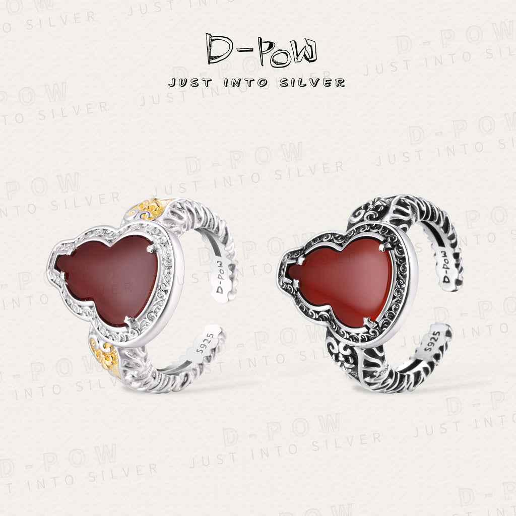 D-POW Sterling Silver Cinnabar Gourd Ring