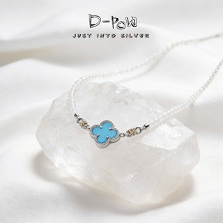 D-Pow S925 Sterling Silver Four-Leaf Clover Necklace – Lucky Pendant Jewelry for Women - D-POW