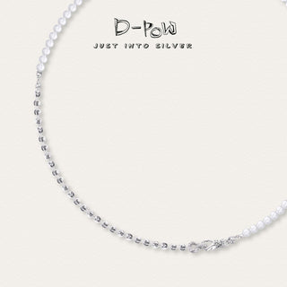 D-Pow Silver & Pearl Mixed Bead Necklace - D-POW