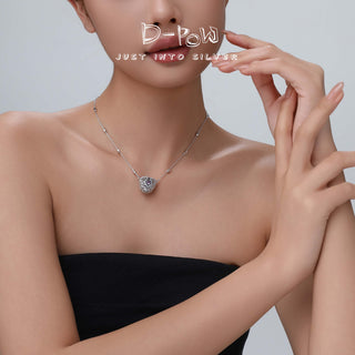 [Enchanted Heart] D-POW 925 Silver & Synthetic Zircon Pendant Necklace (50cm) - D-POW