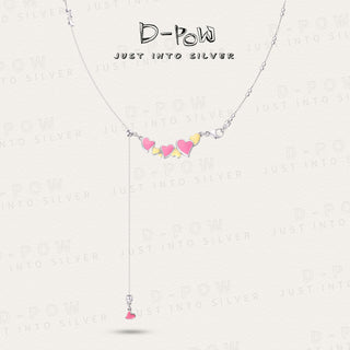 D-POW Sweetheart Multi-Color Enamel Heart Lariat Necklace - D-POW