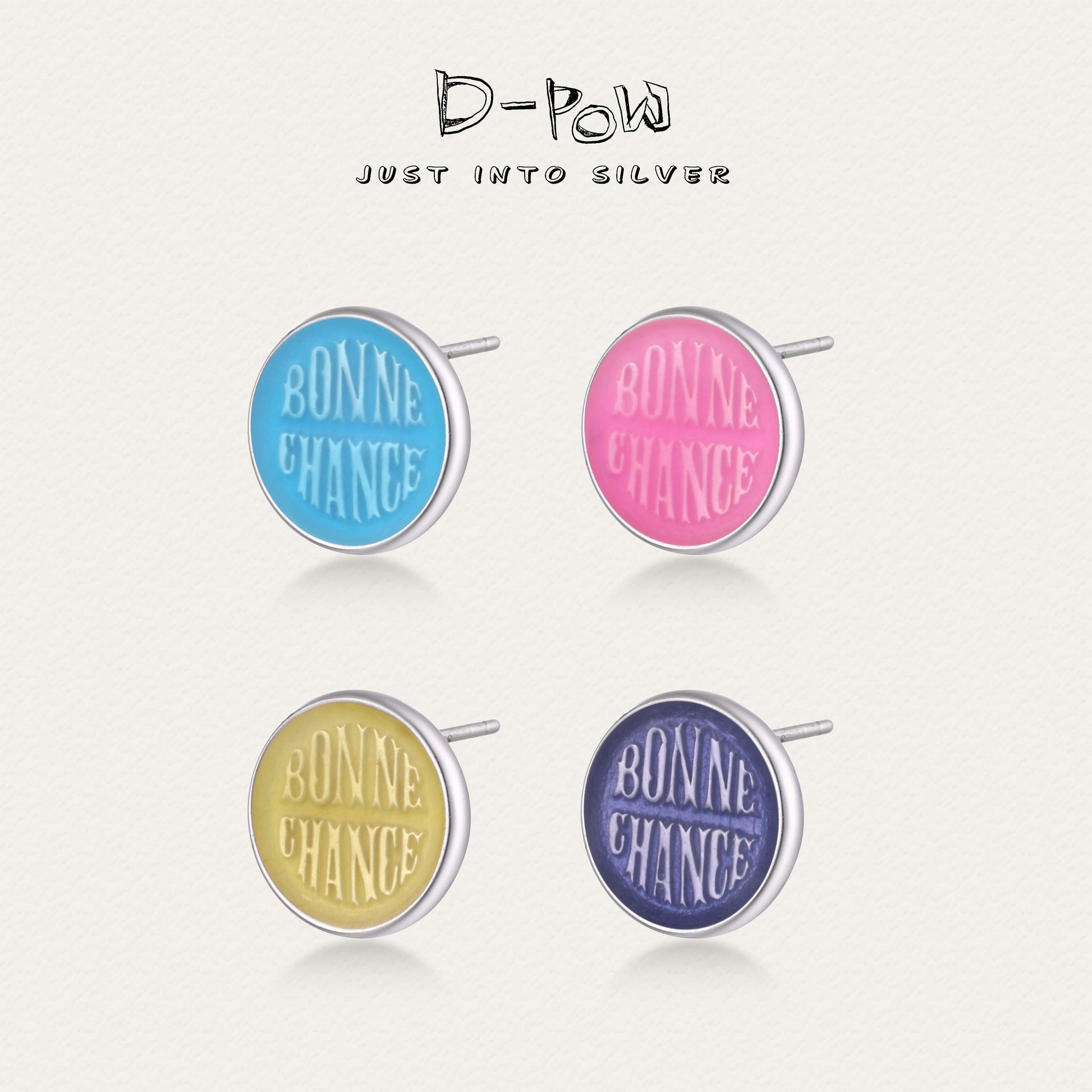 [Bonne Chance] D-POW Silver Studs – Handcrafted Luck Charms