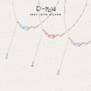 D-POW Sweetheart Multi-Color Enamel Heart Lariat Necklace - D-POW