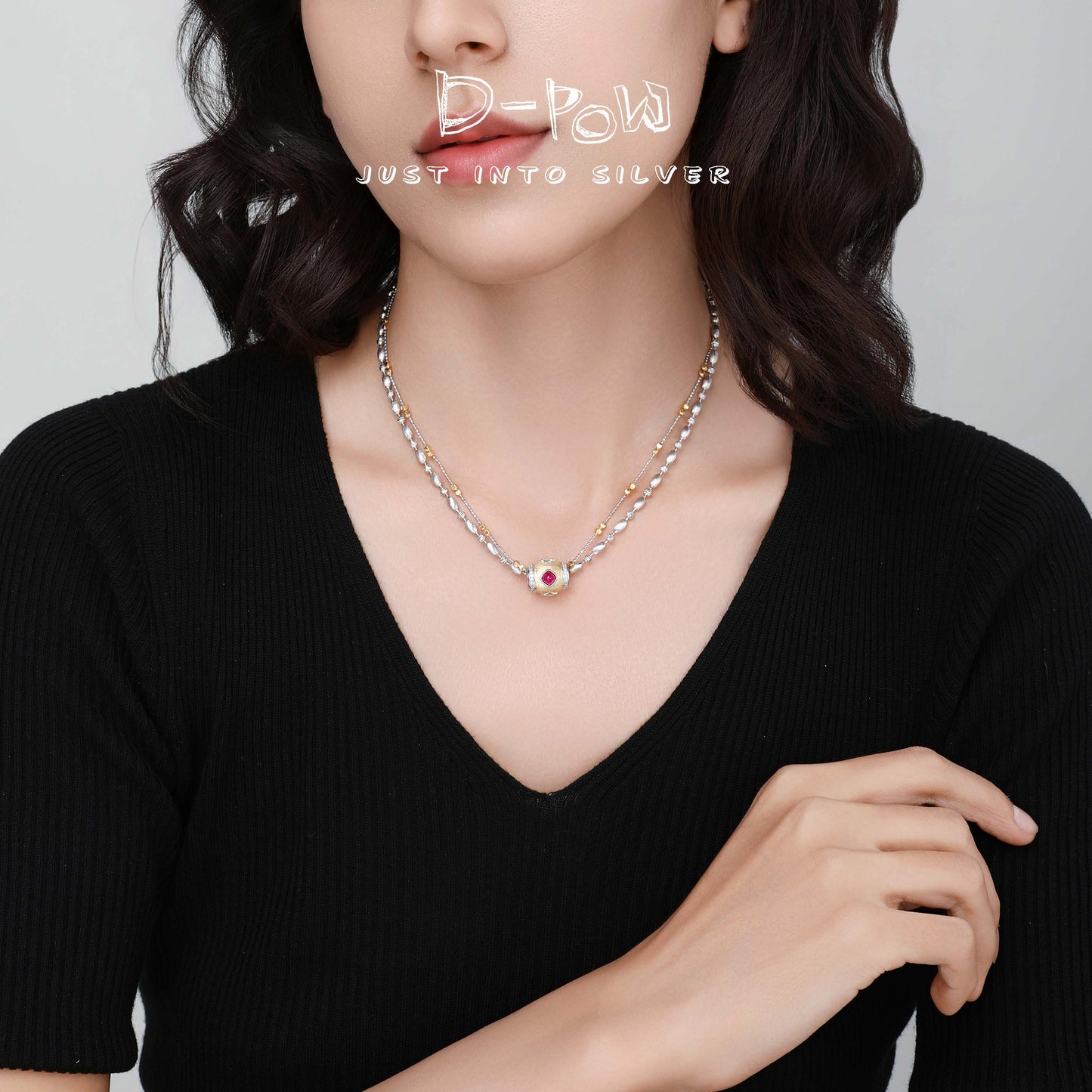 [Eternal Gleam Special Edition] D-POW 925 Silver Bucchi-Inspired Satin Candy Tower Bead Pendant