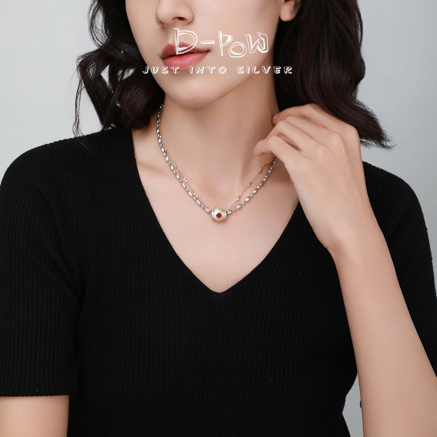 [Eternal Gleam Special Edition] D-POW 925 Silver Bucchi-Inspired Satin Candy Tower Bead Pendant