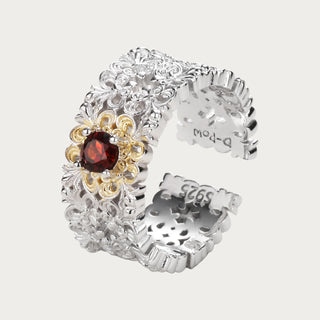 D-Pow 925 Sterling Silver Synthetic Zircon Ring | “Morgana Frost” Wide Band - D-POW