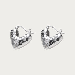 D-Pow S925 Sterling Silver Icy Heart Earrings – Minimalist Cute Jewelry for Women