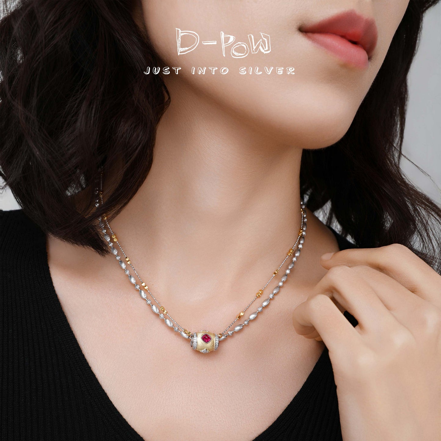 [Eternal Gleam Special Edition] D-POW 925 Silver Bucchi-Inspired Satin Candy Tower Bead Pendant