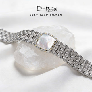 D-Pow S925 Sterling Silver Athena Vintage Bracelet – Handcrafted Tweed Texture, Luxury Style, Heavyweight Statement Chain - D-POW