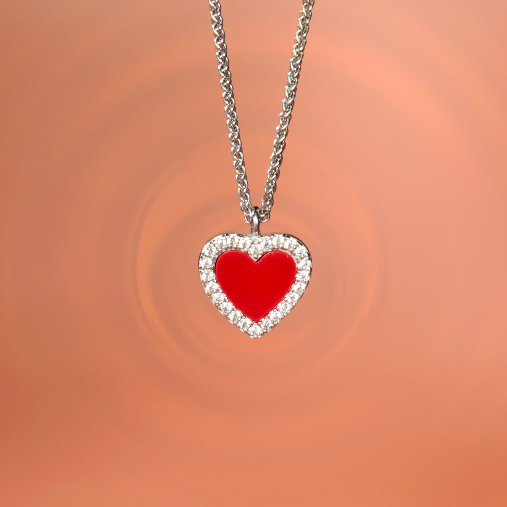 Cupid's Heart| D-pow Agate Heart Necklace – Simple Elegance in 925 Sterling Silver