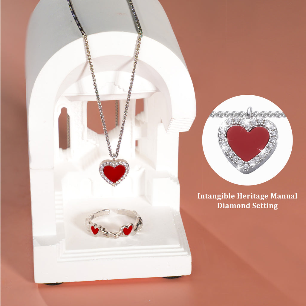 Cupid's Heart| D-pow Agate Heart Necklace – Simple Elegance in 925 Sterling Silver