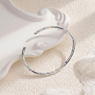 D-Pow Colorful Enamel Open Cuff Bracelet – Silver-Tone Bangle