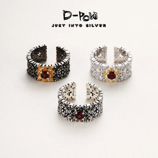 10001 D-Pow 925 Sterling Silver Synthetic Zircon Ring | “Morgana Frost” Wide Band - D-POW